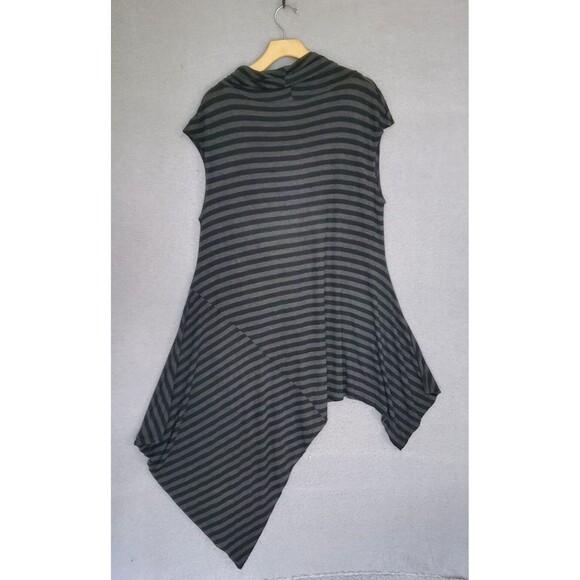 Bryn Walker Women's Gray Black Stripe Cowl Neck Lagenlook Asymmetric Dress Small - Picture 4 of 6